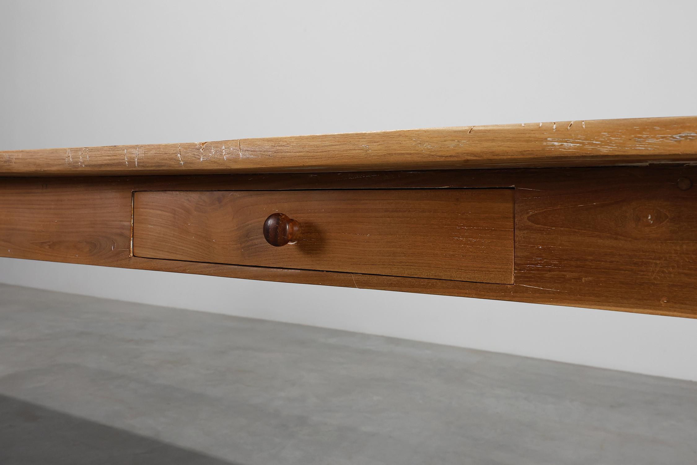 Large french provincial farm table in elm wood, France ca. 1850thumbnail